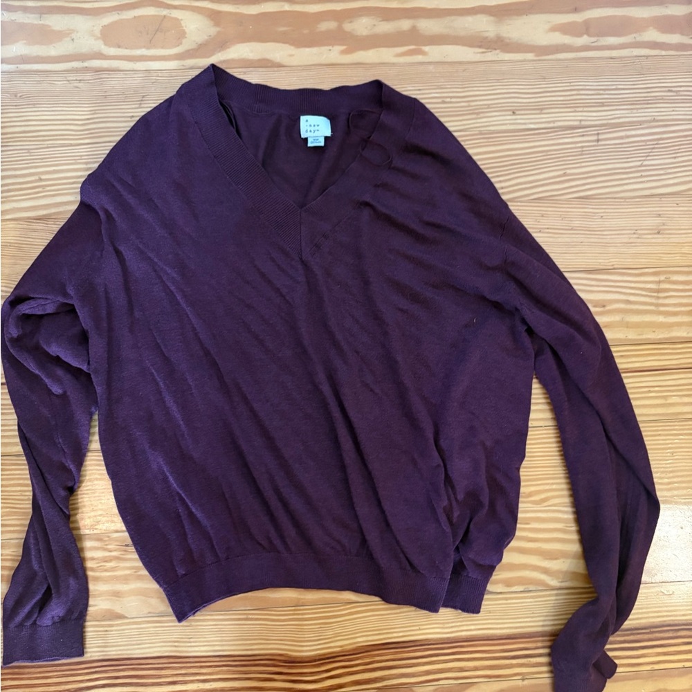 Women's Maroon V-Neck Sweater